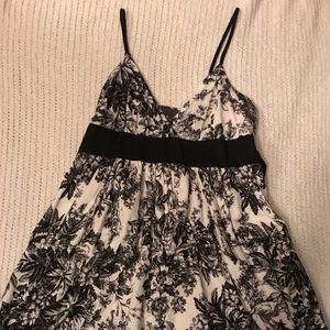 Black and White Print Babydoll Dress